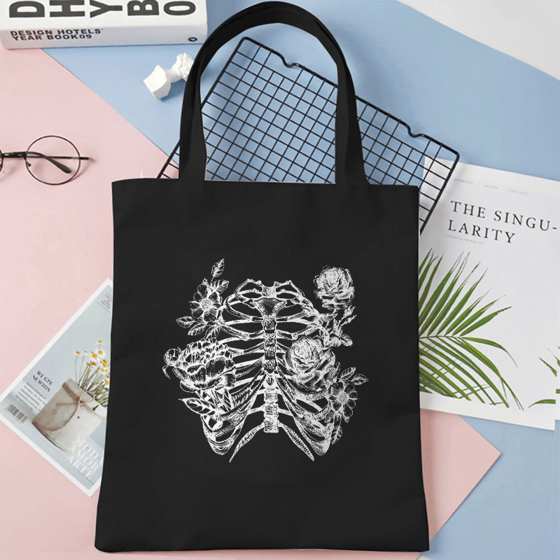 Halloween calavera impresa bolsa de lienzo 35 * 40 bolsa de gran capacidad para comprar bolsas de mano venta caliente transfronteriza 0902 - 8