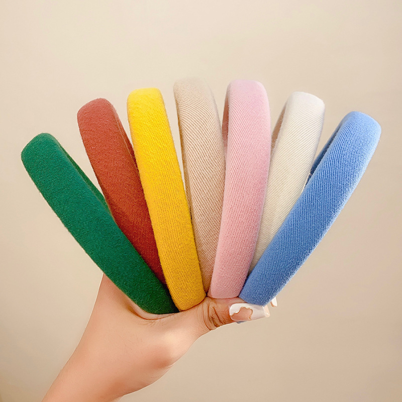 Candy color simple temperament wide version sponge hairband color increased cranial top girl pressure hair band wash hair card