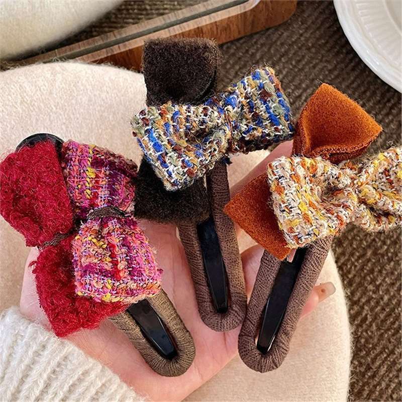 Chanel-Style Bowknot Plush Alligator Clip for Half-Tied Hair, New Butterfly Hair Clip