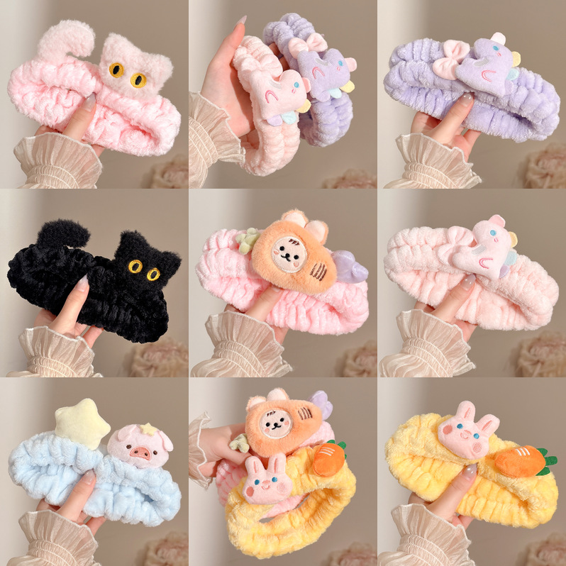 Maquillaje y lavado de la cara especial banda de cabello para mujeres primavera y otoño invierno dulce multifuncional antideslizante de alta elasticidad no estrangulación banda de cabello