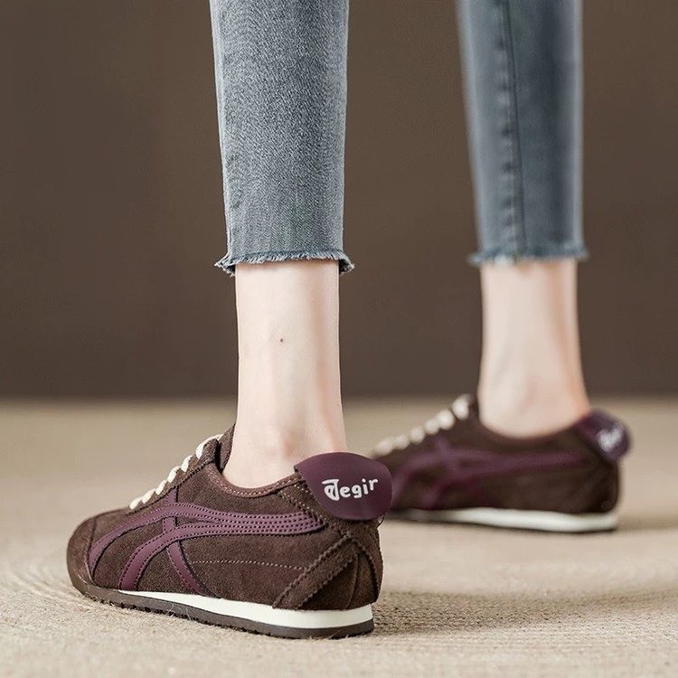 2026 primavera y otoño nueva cabeza redonda con lazos casuales de zapatos de entrenamiento de zapatos de entrenamiento de mujeres zapatos de skate retro