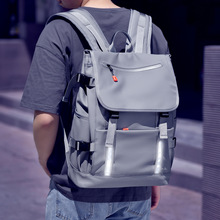 跨境安全反光条双肩包男 大容量高中大学生书包休闲旅行电脑背包