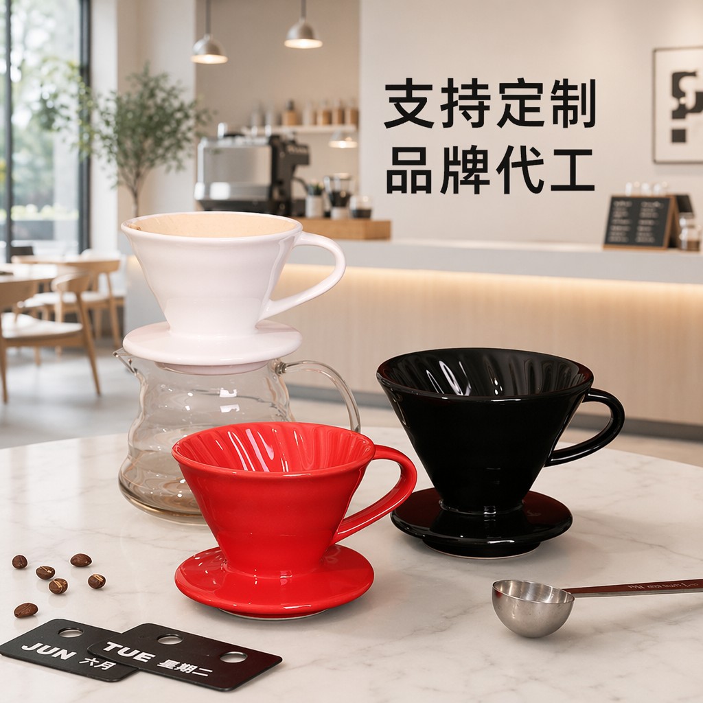 Juego de Taza Filtro y Jarra V60 para Café de Porcelana, para Oficina image 4