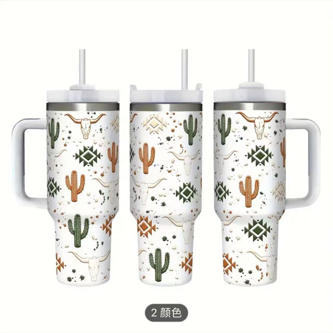 Copa Bingba transfronteriza de 40oz Copa de acero inoxidable 304 de gran capacidad, preservación del calor y preservación del frío con mango Copa de coche