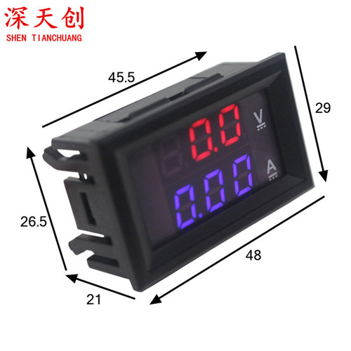 DC0-100V/10A 50A 100A LED DC Dual-Display Digital Current and Voltage Meter Digital Head