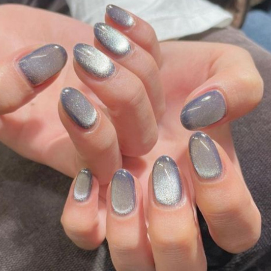 24 Pieces of Gray Cat-Eye Wearable Nails, Short Oval Glass Bead Manicure, Cross-Border Ins-Style Fake Nails Wholesale 24 Pieces of Gray Cat-Eye Wearable Nails, Short Oval Glass Bead Manicure, Cross-Border Ins-Style Fake Nails Wholesale