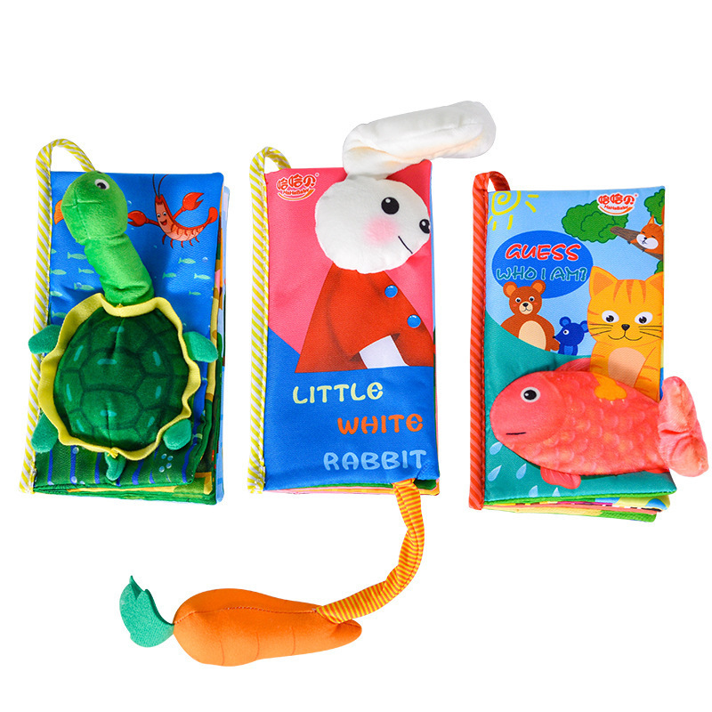 La cola del bebé libro de tela a prueba de desgarros infantil tridimensional libro de tela educación temprana juguetes educativos bebé 0-1 años Juguetes