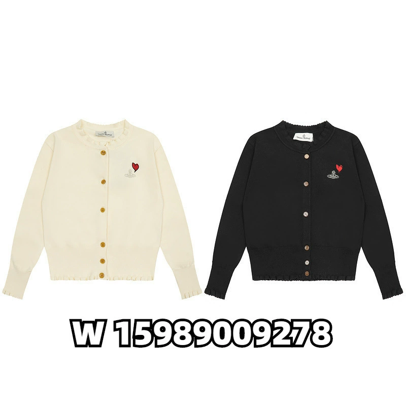 Кардиган (Vivienne Westwood) с вышитым сердцем и орбом, шерсть, размеры S–L, абрикос/чёрный