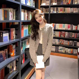 2026秋季新款女式毛衣高级感小个子上衣复古外套韩版针织开衫女