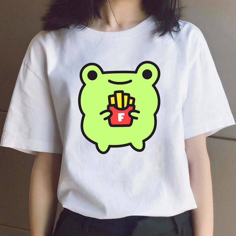 Camiseta con estampado de rana y patadas fritas para hombre