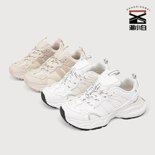 厚底系带老爹鞋女2026轻便运动鞋网面透气时尚休闲女鞋潮透气增高