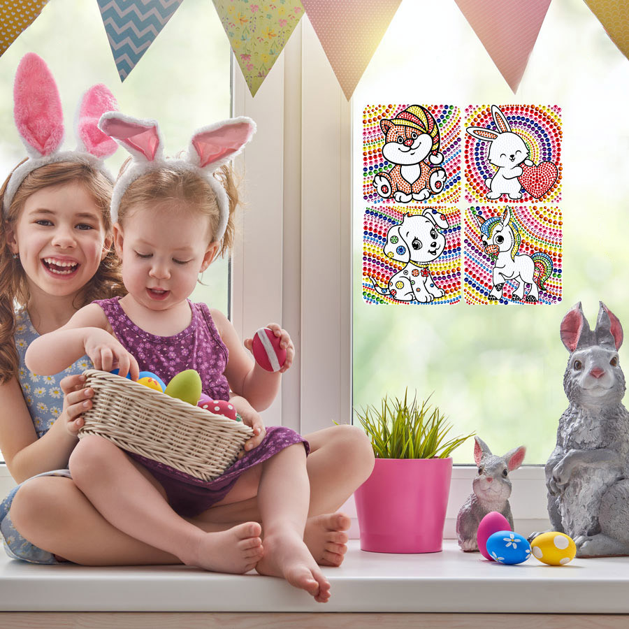 Amazon superventas para niños DIY pintura de diamantes hechos a mano pegatinas gratis pegatinas de ventana tamaño cristal diamante completo nuevo producto