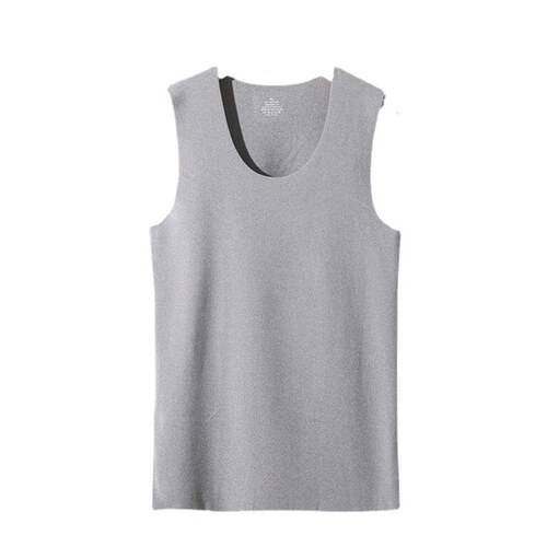Men's seamless thermal vest double-sided German velvet plus velvet thickening large size slim fit V-neck wide shoulder base autumn and winter thin style