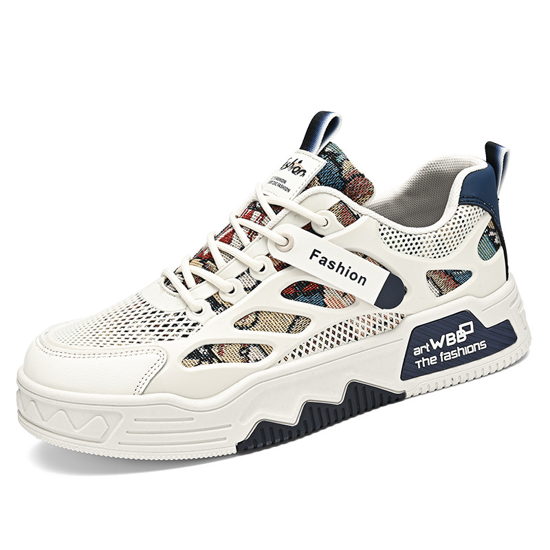 Zapatos de hombre 2026 primavera y verano nuevos zapatos de skate elevados de tendencia transpirables para estudiantes, zapatos deportivos casuales blancos pequeños para hombres