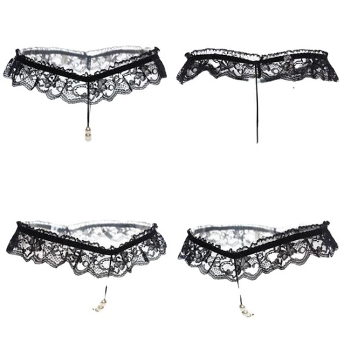 Sexy exposed PP lace women's T-pants thong pearl panties massage sexy underwear open panties T see-through for women