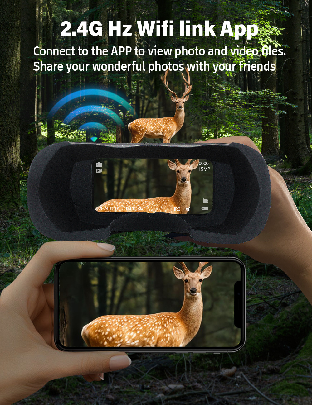 DT69 Kopfmontierte Vollfarb-WIFI-Nachtsichtbrille mit 2,5K Video-Nachtsichtfernglas GPS optional für Jagdcamping – Detail 4