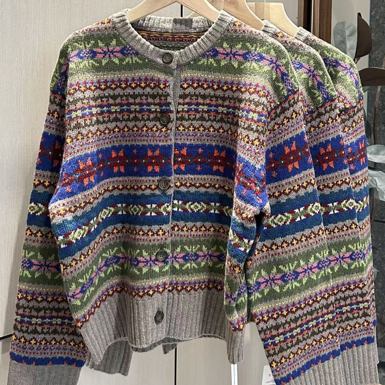 [in Stock] Ralph/Rl Light Luxury Christmas Fair Isle Crew Neck Cardigan Knitwear Top Jacket