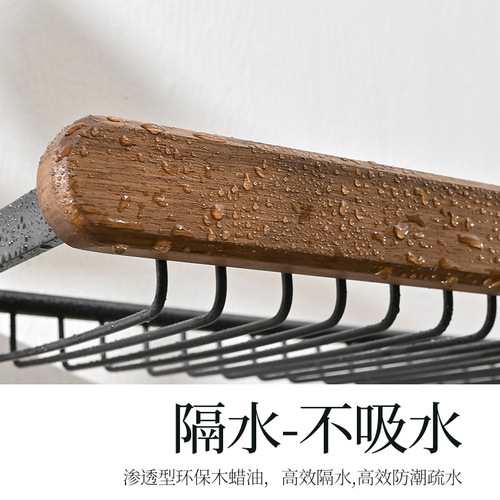 Bathroom shelf towel rack without drilling, bathroom wall-mounted cosmetic room toilet washroom bathroom walnut bath towel holder