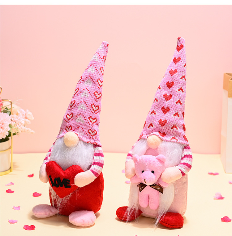 Cute Valentine's Day Gift Pink Rudolf Heart Couple Doll Decoration display picture 3