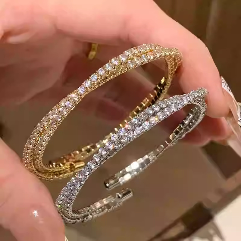 Super Shiny Full Diamond Double-Layered Cross Möbius Ring Bracelet Niche High-End Exquisite Bracelet Fashionable Elegant Bracelet