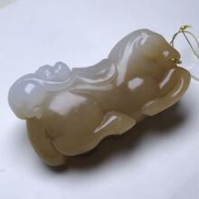 和田玉糖白羊脂玉马上封侯手把件俄料马到成功生肖马温润细腻中式