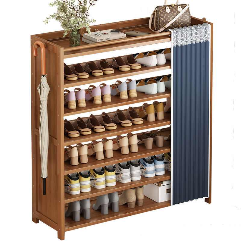 Bamboo Shoe Rack Multi-Layer with Boot Position Dust-Proof Door Shoe Cabinet Large Capacity New Simple Storage Storage Cabinet for Home Use