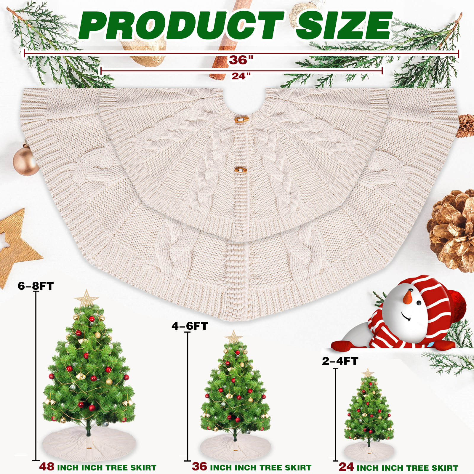 Navidad transfronteriza de punto botones de falda de árbol de Navidad delantal de árbol de Navidad decoraciones de Navidad atmósfera festiva