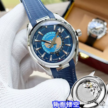透底欧家海马世界时系列150胶带非全自动机械表商务休闲地球手表