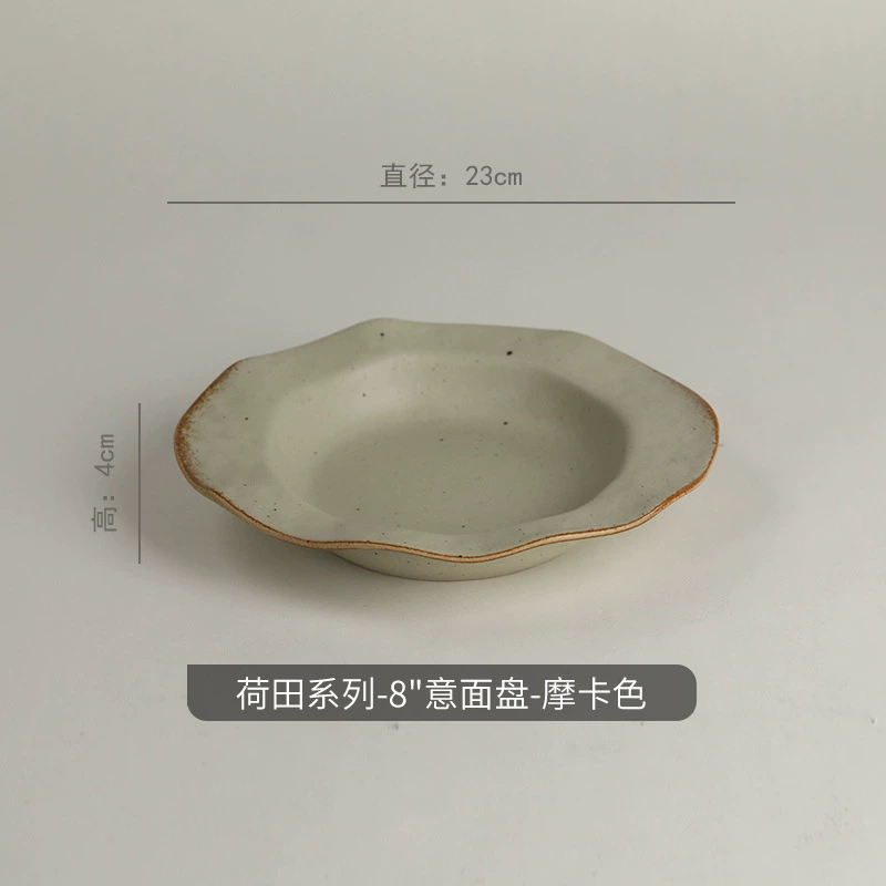 Ceramic tableware set "Lotus Field", rustic speckled glaze, soup/plates/bowls