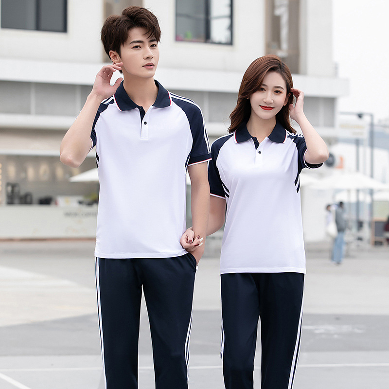 Junior High School STudenTs Summer T-shirT PanTs School Uniform SeT ShorT Sleeve High School Blue Class Uniforms Preppy STyle Tops SporTswear