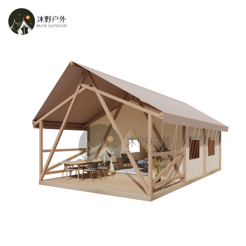Outdoor camping large wooden structure tent hotel Scenic area Camp…