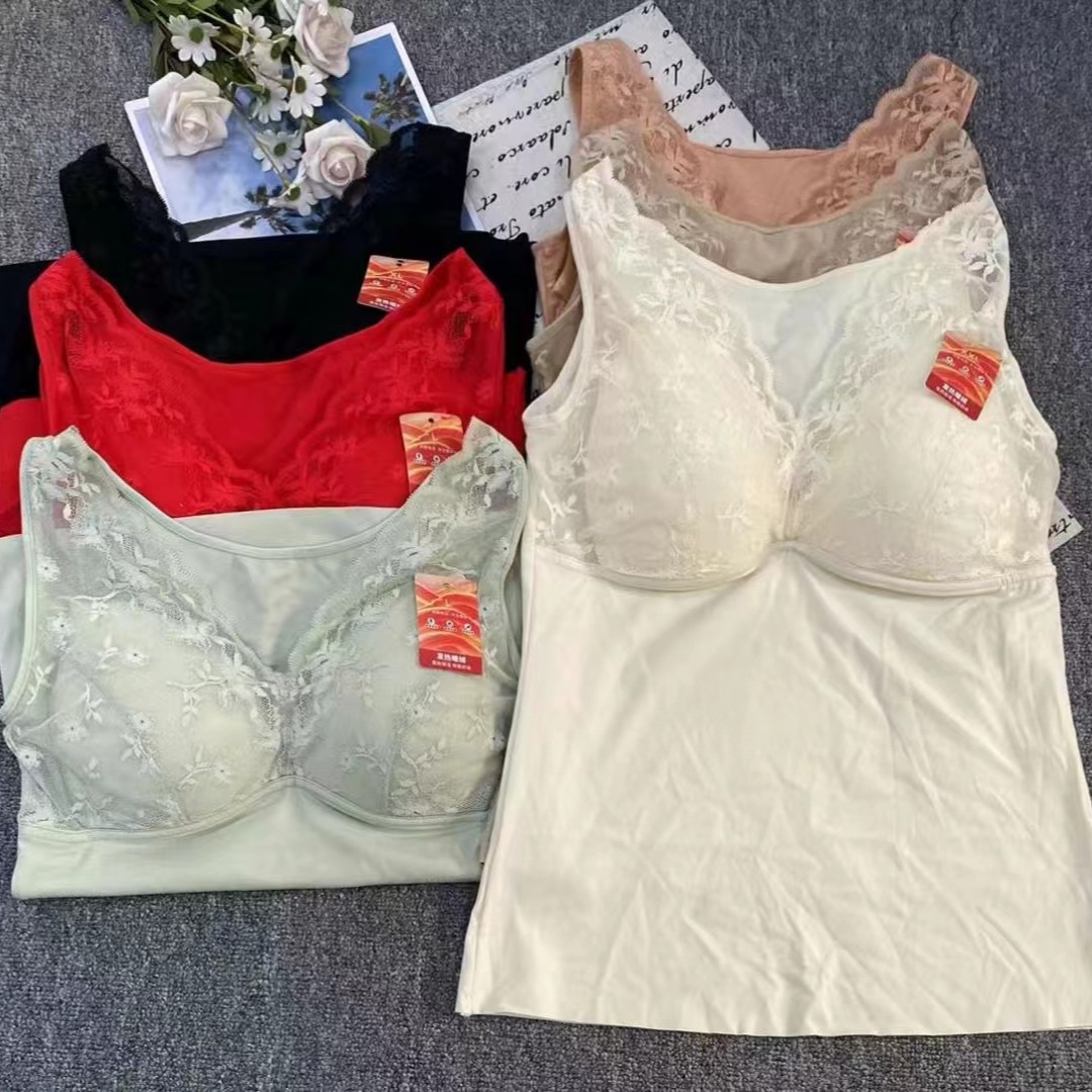 Nuevo chaleco de terciopelo de terciopelo caliente, super elástico, cómodo y cálido con almohadilla de pecho, camisa interior sin marcas gruesas