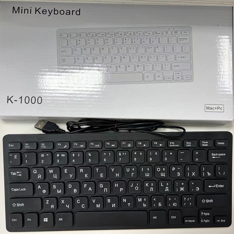 Russian French Thin Wired Keyboard K1000 Mini Mini Keyboard Laptop USB External in stock