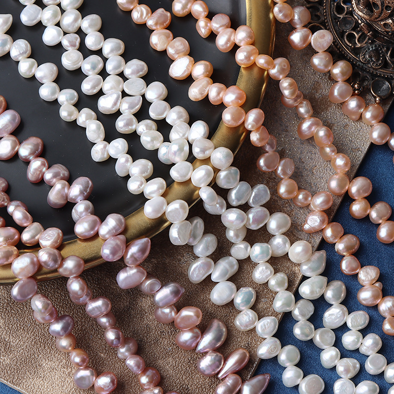 5-6mm三七兩面光巴洛克天然淡水珍珠異形diy一串約60多顆35cm