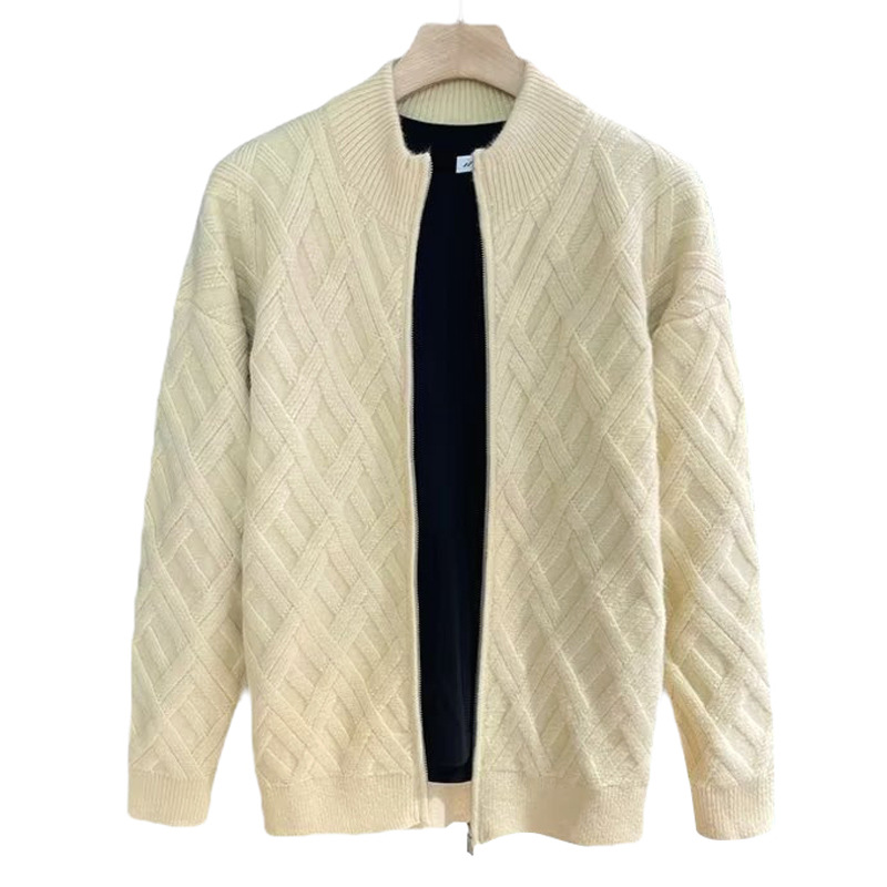Explosiones transfronterizas de tamaño grande europeo jersey cardigan suéter chaqueta de hombre chaqueta con cremallera collar fábrica de negocios al por mayor