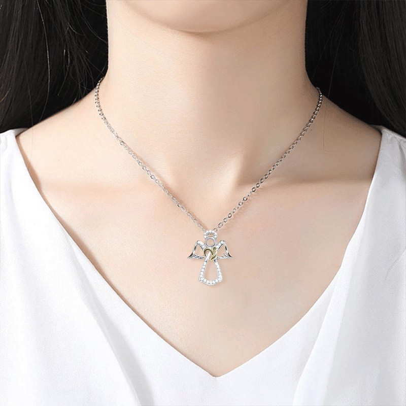 Beliebte Amor Liebe Halskette, Weibliche Heißer Verkauf Legierung Engel Flügel Anhänger Schmuck_voghion.com