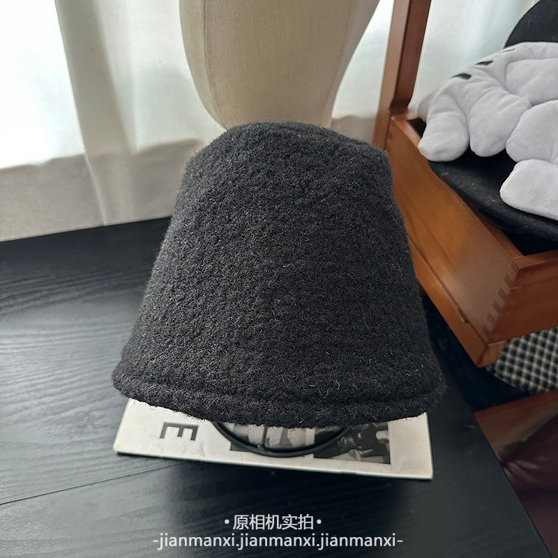 帽子女款冬季新款羊羔毛渔夫帽秋冬素颜后开叉水桶帽纯色保暖盆帽|undefined
