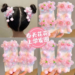 子供の超仙のピンクの花のひもの女の子のかわいい毛玉の小さい腸のシュシュの赤ちゃんは髪を傷つけません。