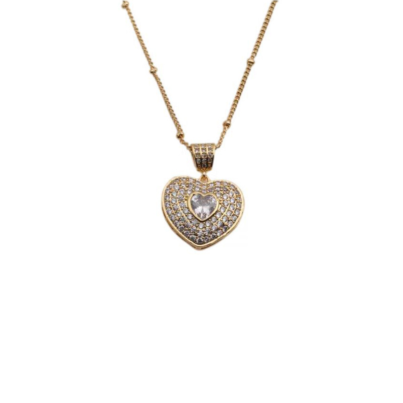 Collier Pendentif Coeur Européen Et Américain En Cuivre Zircon display picture 8