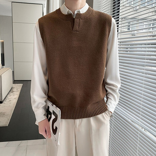 2024 Autumn Light Mature Style Sleeveless Vest V-Neck Knitted Loose Vest