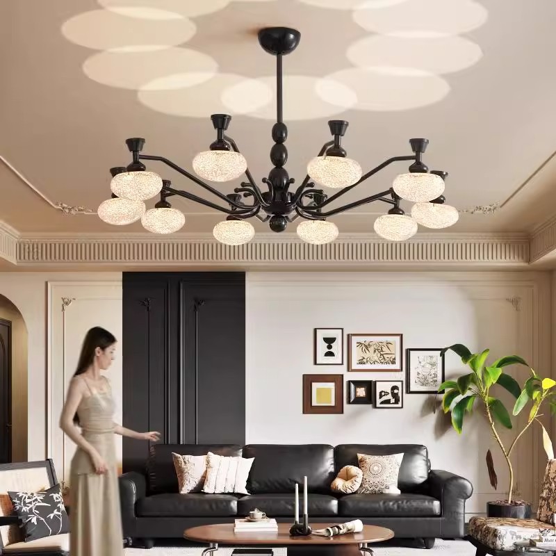 Zhongshan dormitorio principal sensación de vestíbulo medieval lujo lujoso lujoso lámparas creativas retro americano lámpara candelabro método de sala de estar superior