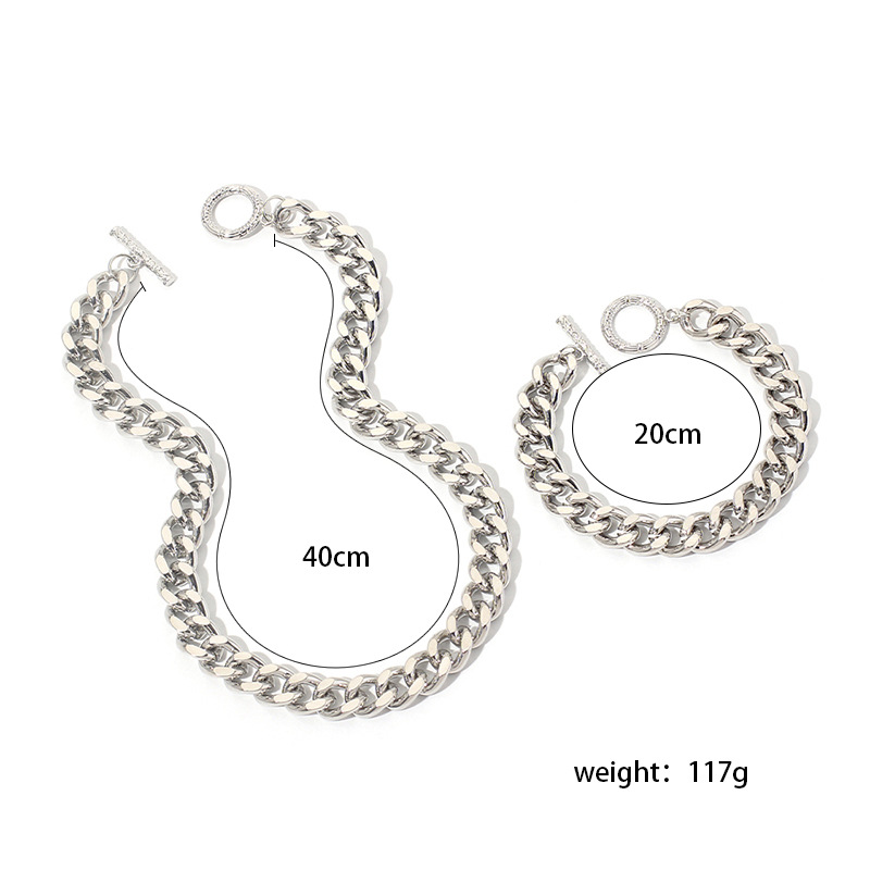 Hip Hop Geometric Thick Chain Necklace Bracelet Combination Set display picture 1