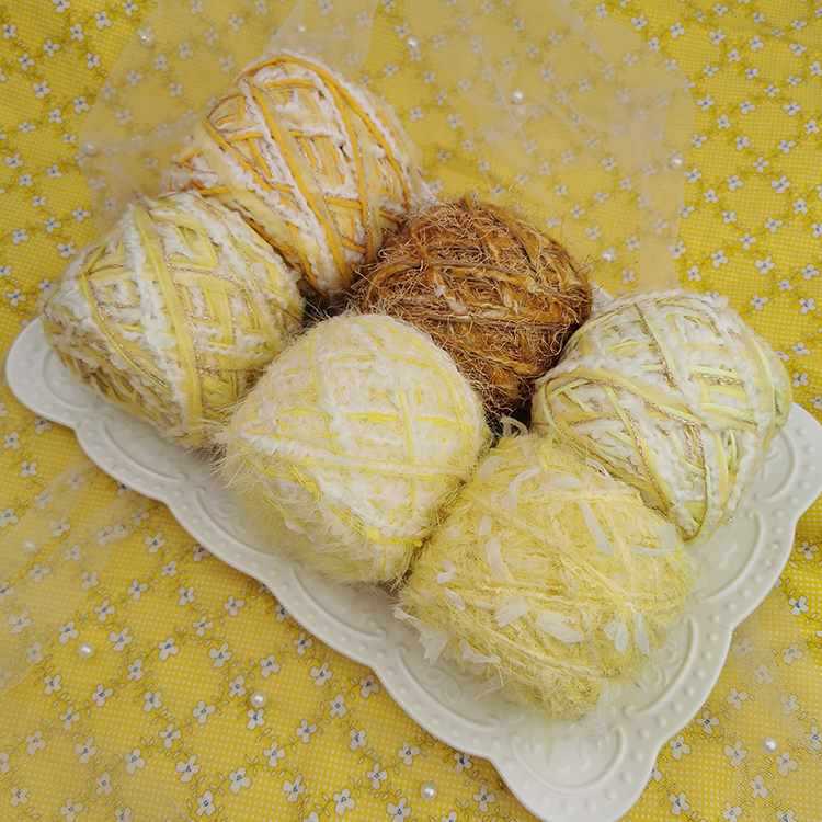 批发手混线黄系列小香风编织包包线服饰手混线主题混线围巾毛衣线