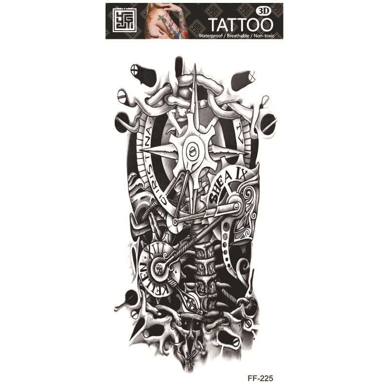 Yuanhua fábrica de pegatinas de tatuaje a prueba de agua en stock al por mayor cabeza de Lobo tótem texto árabe tatuaje pegatinas suministro transfronterizo