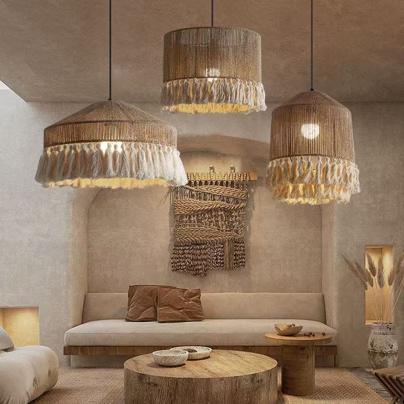 Bohemian Retro Woven Tassel Chandelier, Personalized and Creative, Suitable for Living Room, Bedroom, Guesthouse, Restaurant, Wabi-Sabi Style Chandelier Bohemian Retro Woven Tassel Chandelier, Personalized and Creative, Suitable for Living Room, Bedroom, Guesthouse, Restaurant, Wabi-Sabi Style Chandelier