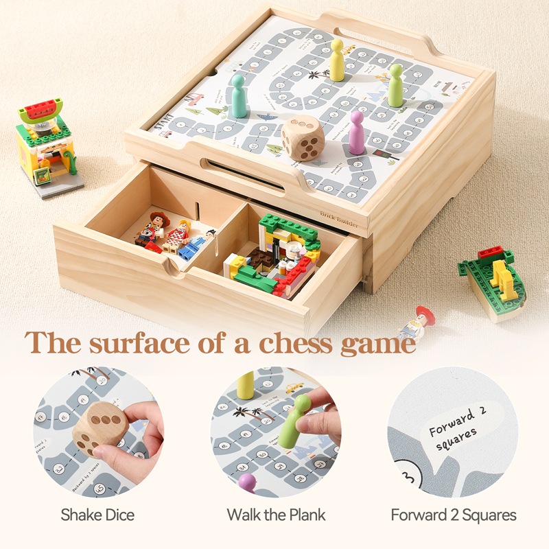 Nueva caja de almacenamiento de bloques de construcción pequeños portátiles portátiles de Amazon Juguetes educativos multifuncionales para niños Juguetes de ajedrez volador