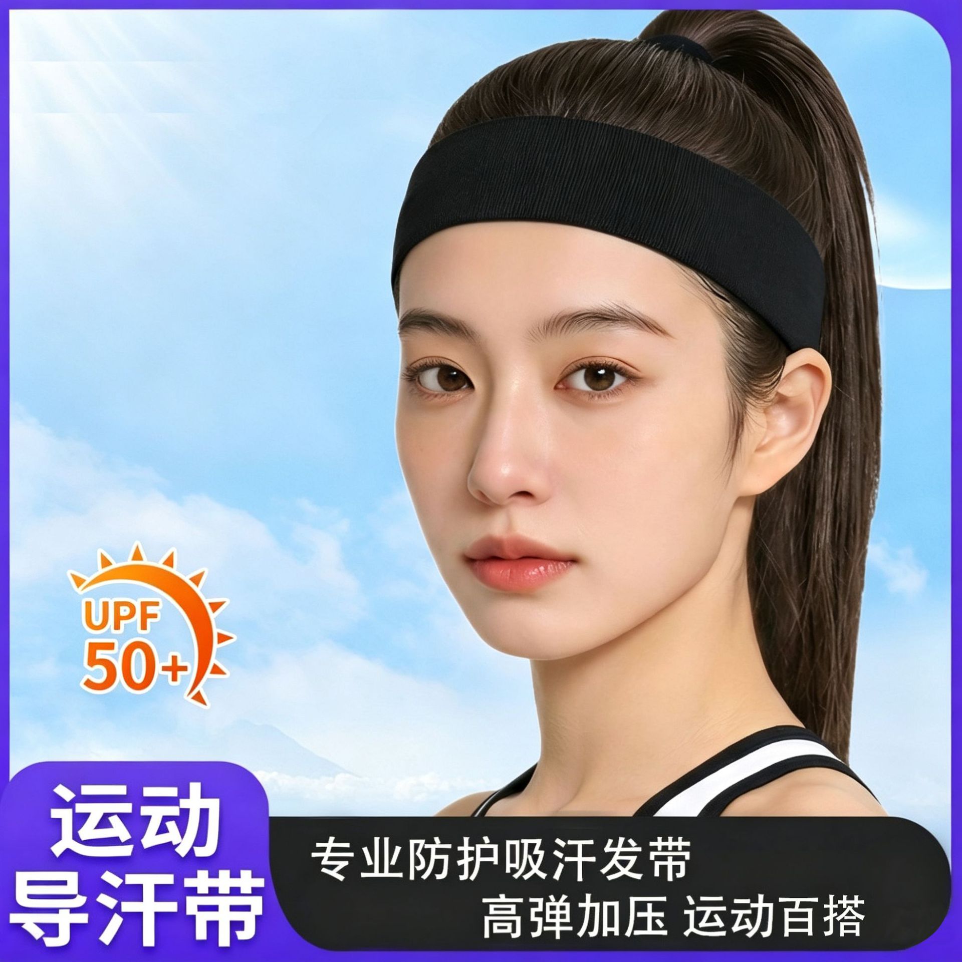 TOKSPORT sports headband for men and women, summer sun protection, sweat-absorbing, breathable, sweat-wicking headband for running, fitness, and yoga