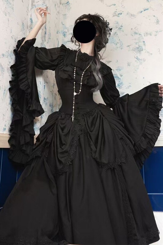 Halloween Gothic Lolita Style Half-Length Skirt, Long Skirt, Shirt, Nun-Style Sleeves Halloween Gothic Lolita Style Half-Length Skirt, Long Skirt, Shirt, Nun-Style Sleeves