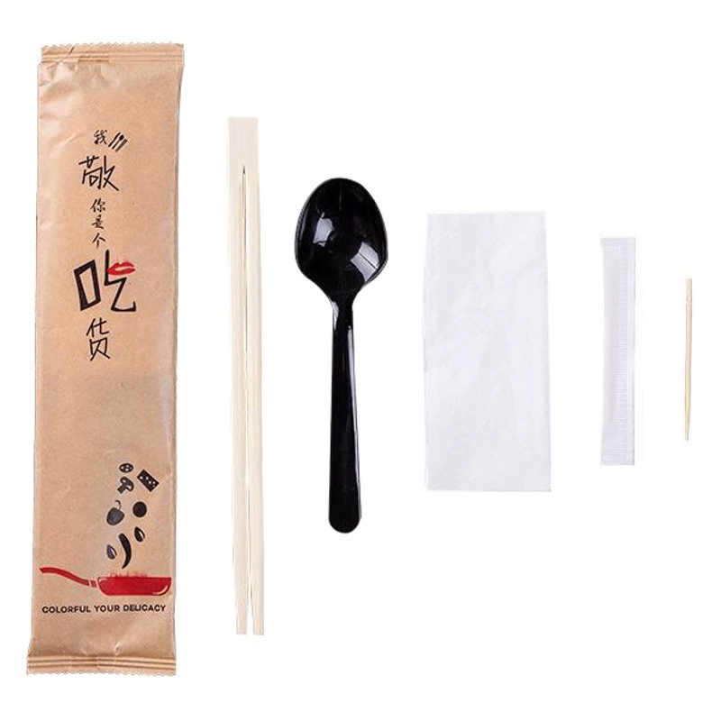 Набор одноразовых приборов для еды на вынос: биоразлагаемые палочки, ложка и столовые приборы — 4 в 1, экологичные и биоразлагаемые