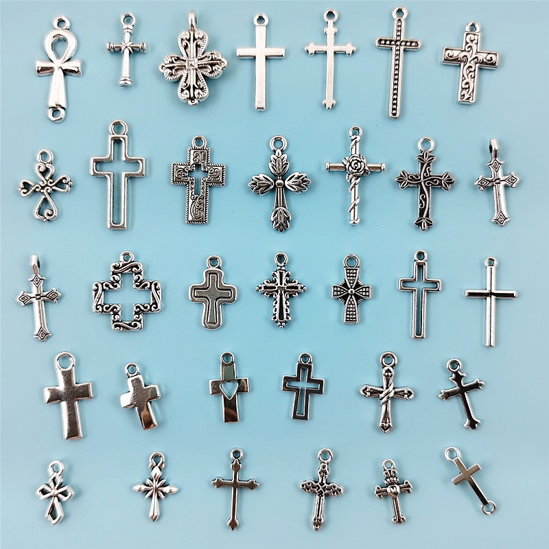 Cross-Border Popular Items: Various Cross Pendants, DIY European and American Style Clothing Necklaces, Earrings, Keychains, Wholesale in Stock